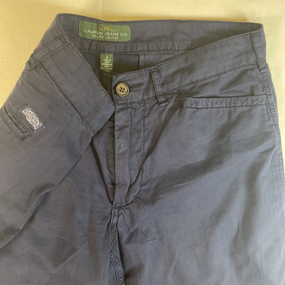 Lauren Ralph Lauren Denim Chino Style Pants Womens 8 Dark Blue Preppy 90s Chic
